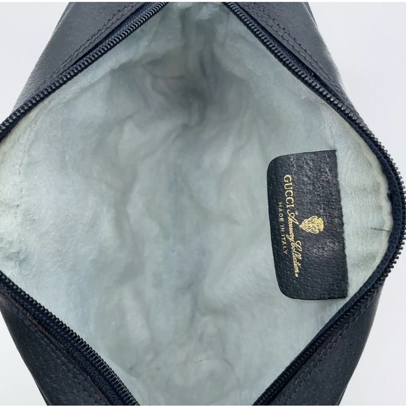 Auth Gucci GG  Supreme  Sherry Line  Navy Blue Zipper Clutch Bag BEAUTIFUL - Picture 12 of 16